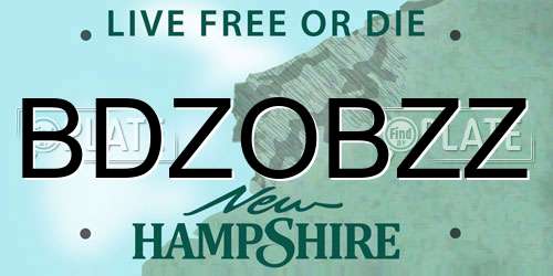 BDZOBZZ New Hampshire License Plate