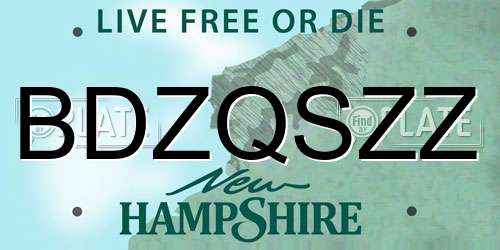 BDZQSZZ New Hampshire License Plate