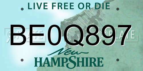BE0Q897 New Hampshire License Plate