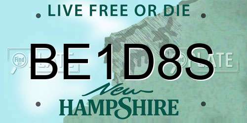 BE1D8S New Hampshire License Plate