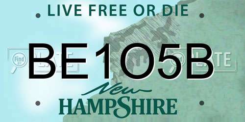 BE1O5B New Hampshire License Plate