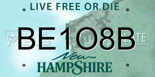 BE1O8B New Hampshire License Plate