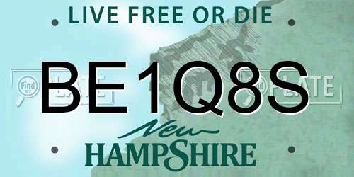 BE1Q8S New Hampshire License Plate