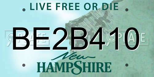 BE2B410 New Hampshire License Plate