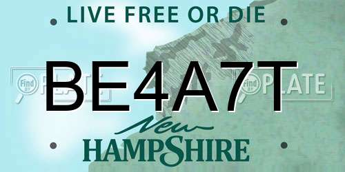 BE4A7T New Hampshire License Plate