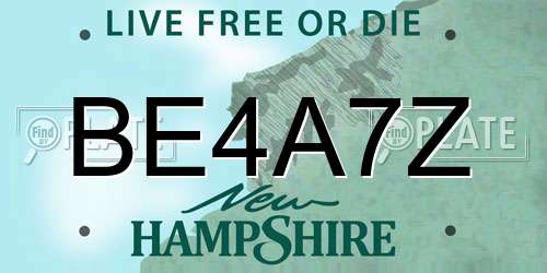 BE4A7Z New Hampshire License Plate