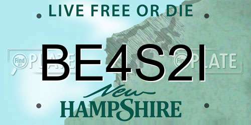 BE4S2I New Hampshire License Plate