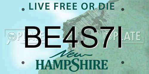 BE4S7I New Hampshire License Plate