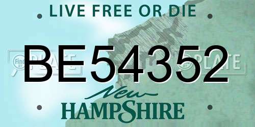 BE54352 New Hampshire License Plate