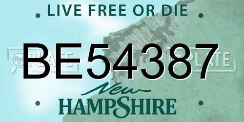 BE54387 New Hampshire License Plate