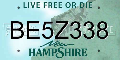 BE5Z338 New Hampshire License Plate