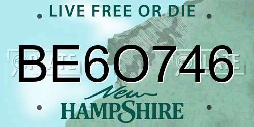 BE6O746 New Hampshire License Plate
