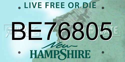 BE76805 New Hampshire License Plate