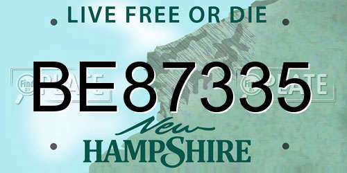 BE87335 New Hampshire License Plate