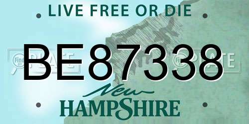 BE87338 New Hampshire License Plate