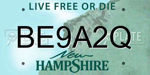 BE9A2Q New Hampshire License Plate