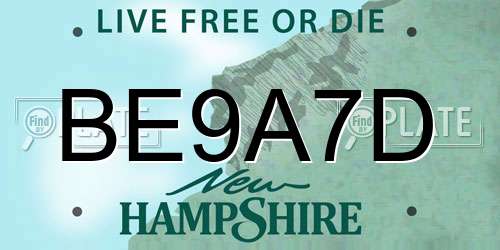 BE9A7D New Hampshire License Plate