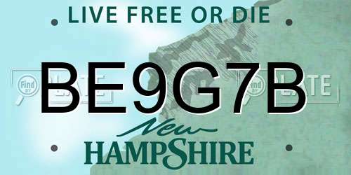 BE9G7B New Hampshire License Plate