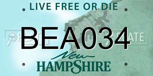 BEA034 New Hampshire License Plate