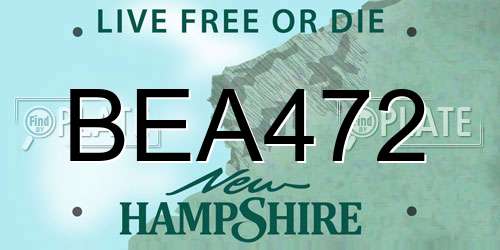 BEA472 New Hampshire License Plate