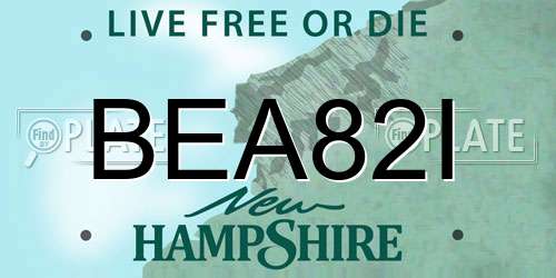 BEA82I New Hampshire License Plate