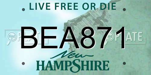 BEA871 New Hampshire License Plate