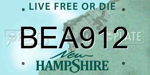 BEA912 New Hampshire License Plate