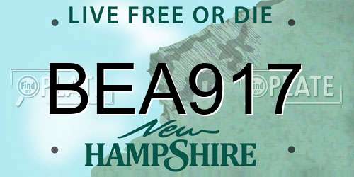 BEA917 New Hampshire License Plate