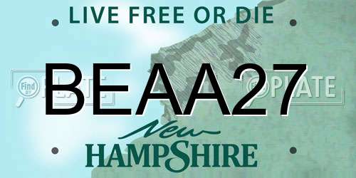 BEAA27 New Hampshire License Plate