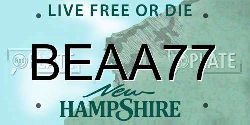 BEAA77 New Hampshire License Plate