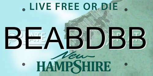 BEABDBB New Hampshire License Plate