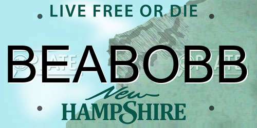 BEABOBB New Hampshire License Plate