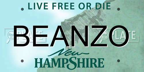 BEANZO New Hampshire License Plate