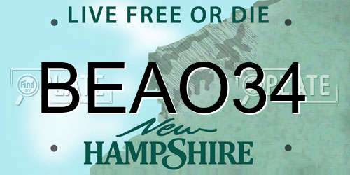 BEAO34 New Hampshire License Plate