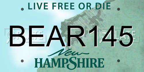 BEAR145 New Hampshire License Plate