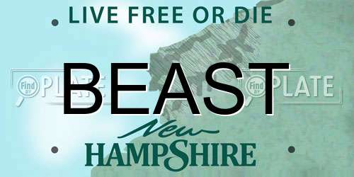 BEAST New Hampshire License Plate