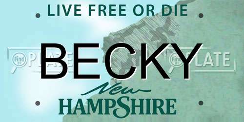 BECKY New Hampshire License Plate
