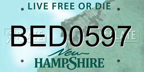 BED0597 New Hampshire License Plate
