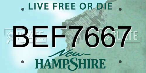 BEF7667 New Hampshire License Plate