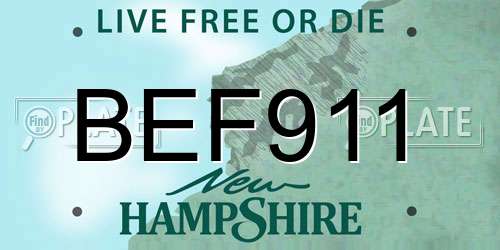 BEF911 New Hampshire License Plate
