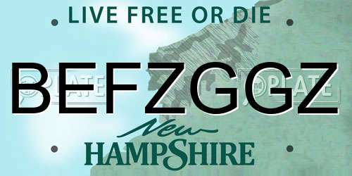 BEFZGGZ New Hampshire License Plate