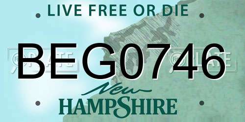 BEG0746 New Hampshire License Plate