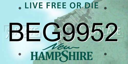 BEG9952 New Hampshire License Plate
