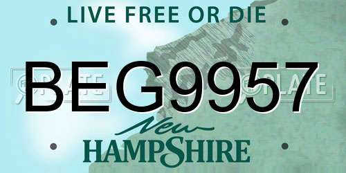 BEG9957 New Hampshire License Plate