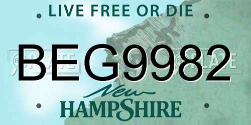 BEG9982 New Hampshire License Plate