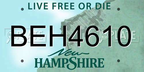 BEH4610 New Hampshire License Plate