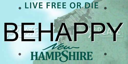 BEHAPPY New Hampshire License Plate
