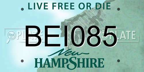 BEI085 New Hampshire License Plate