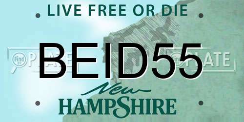 BEID55 New Hampshire License Plate