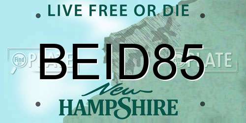 BEID85 New Hampshire License Plate